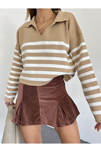 Jose Clothing Γυναικείο ριγέ μακρυμάνικο πλεκτό πουλόβερ