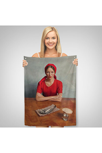 Harita Sepeti Дівчина в червоному одязі і одна риба Настінне покриття - Килим-6264