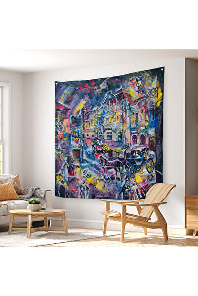Harita Sepeti Кольоровий міський пейзаж на полотні - настінне покриття-килим ...