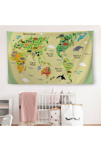 Harita Sepeti Edukativna mapa sveta Atlas sveta Zidna obloga za dečiju i bebi...
