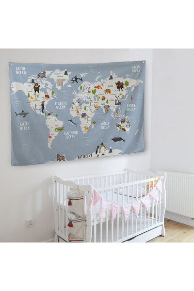 Harita Sepeti Eğitici Dünya Haritası Dünya Atlası Çocuk Ve Bebek Odası Duvar Örtüsü-halısı 3789