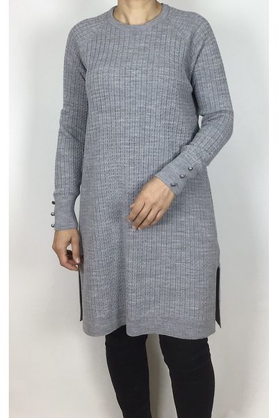 ECE GİYİM Button Detailed Hair Braid Patterned Thin Knitwear Tunik