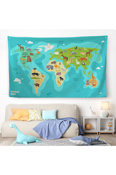 Harita Sepeti Edukativna mapa sveta Atlas sveta Zidne obloge za dečiju i bebi...