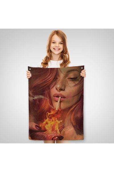 Harita Sepeti Woman Burning from a Heart That Lit the Cigarette of Platonic Lovewall Drape - Carpet-5247