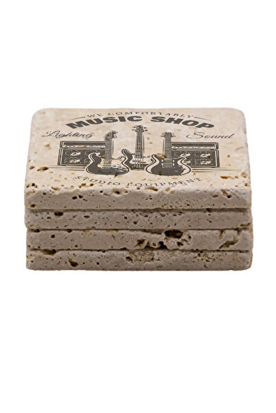 Gri Grafik Design Workshop Rock Theme Uv Printed Stone Coasters Set of 4 Mod-1