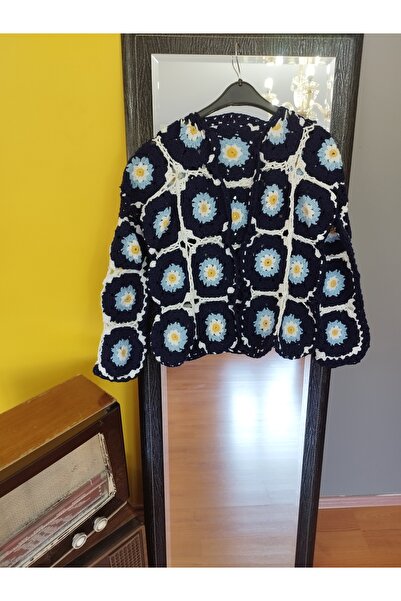 DESEO BOUTIQUE Kadın Lacivert Renk El Emeği Göz Nuru Etnik(max40 Beden)el Örg...