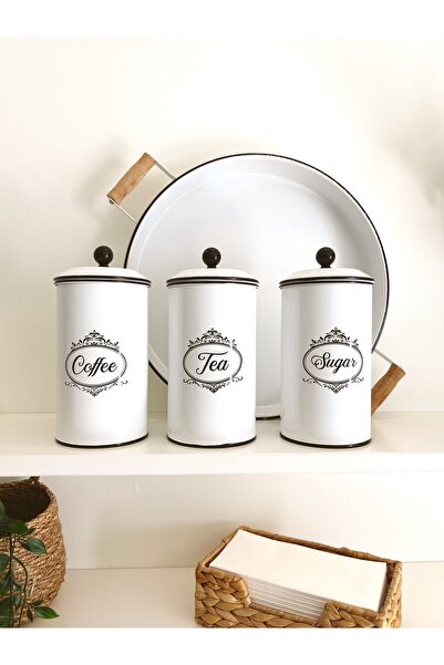 KaiHome 3Lü Galvaniz Çay/Kahve/Şeker Kavanozu Saklama Kabı KAİMİ044