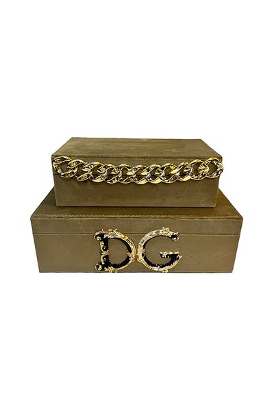 ARTER Home Decorative DG Pattern Cappucino 2-Piece Velvet Box