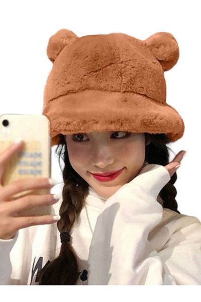 Mood Agenda Дамска сладка плюшена шапка с мечешко ухо