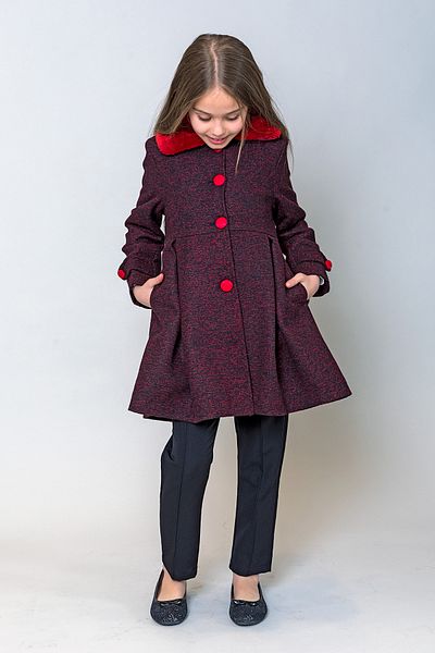 incity Girl's Wool Collar Plush Detailed Coat