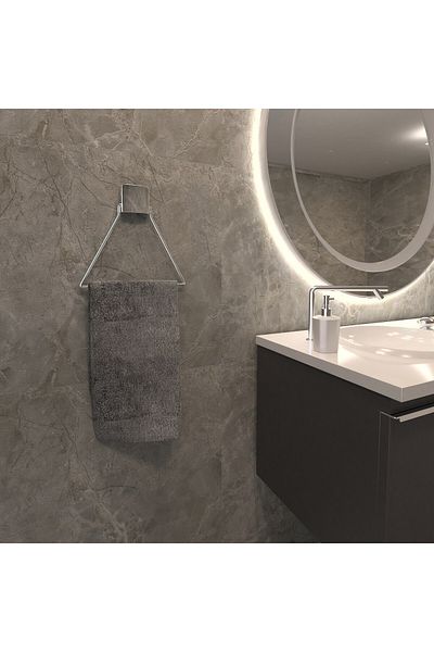 decorev Decorative Adhesive Bathroom-Kitchen Metal Triangle Towel Holder Hanger Chrome Practical Screwless Mounting Dc-4778