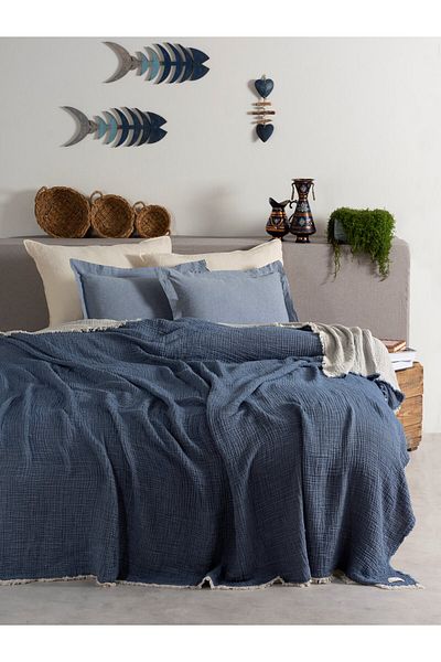 MYLASA HOME Double Face Planets 4 Layer Muslin Bedspread Single 160X220Cm