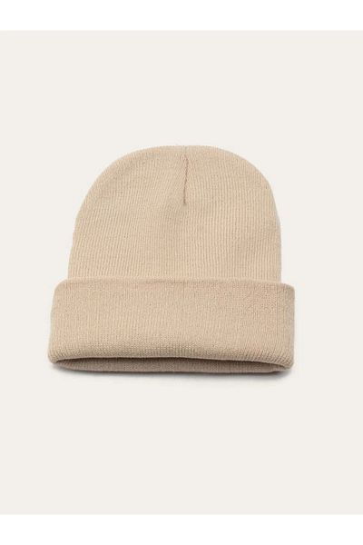 QUATEX Cream Unisex Folded Knitwear Plain Beret