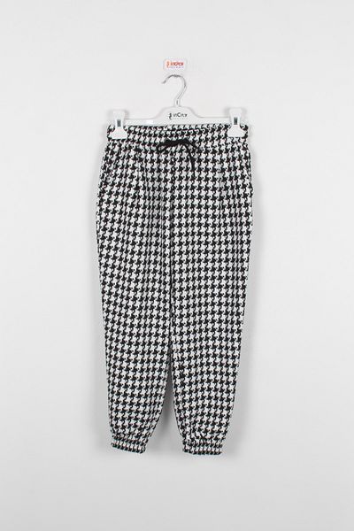 incity Girl's Houndstooth Patterned Drawstring Waist Pants