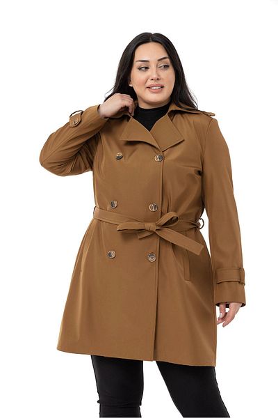 DISENTIS MODEST Καμπαρντίνα με διπλό στήθος Fleto Pocket Belted Epaulet με επένδυση κανέλας