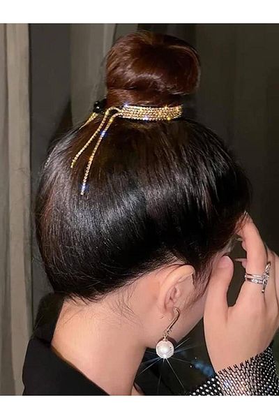 Planet Butik Gold Color Stoned Knob Buckle