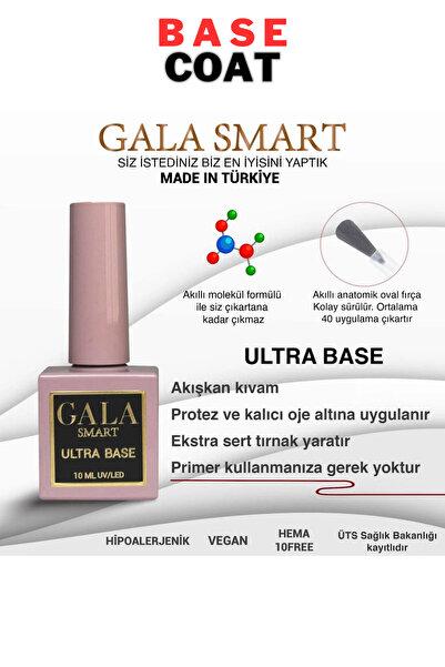 gala smart Protez Tırnak Kalıcı Oje Base Coat 10ml