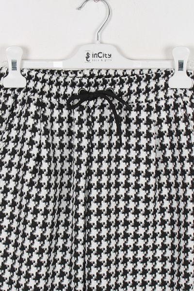 incity Girl's Houndstooth Patterned Drawstring Waist Pants