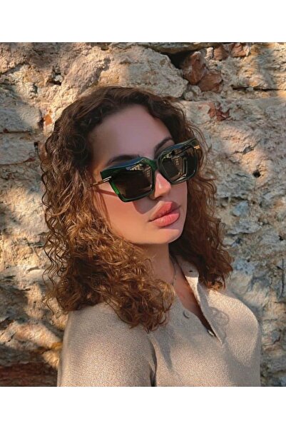 Bottega Veneta BV1242S003 Kadın Güneş Gözlüğü Yeşil Kemik Çerçeveli Füme Lens...
