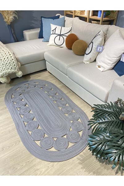 MaVaux Cookie Jüt Hasırlı El Örgüsü Kilim