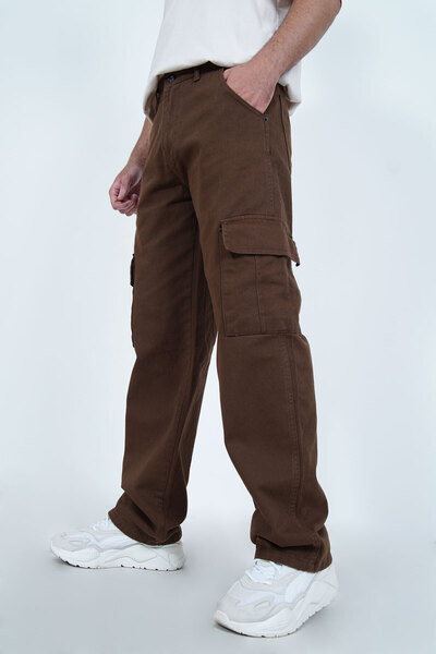 DİFRANSEL Cepli Baggy Kahve Kargo Pantolon