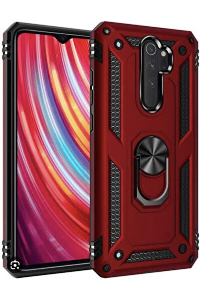 Telefon Aksesuarları Redmi Note 8 Pro Kırmızı Kılıf Yüzüklü Standlı Tank Zırh...