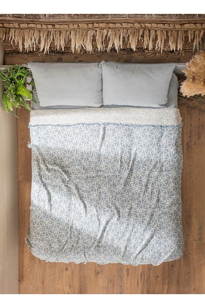 MYLASA HOME Cuvertură de pat dublă cu picătură cu buline, 100% bumbac organic, muselină