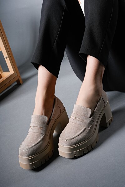 Riccon Syagroth Kadın Loafer 0012506 Bej Süet