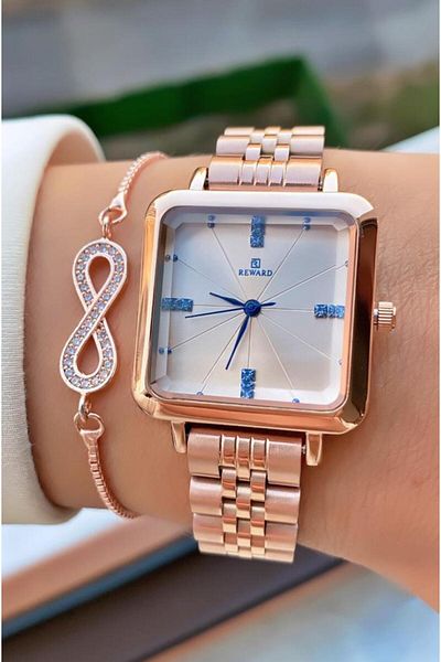 Reward Brand Rose Gold Color Waterproof Steel Cord Women's Wristwatch - Bracelet