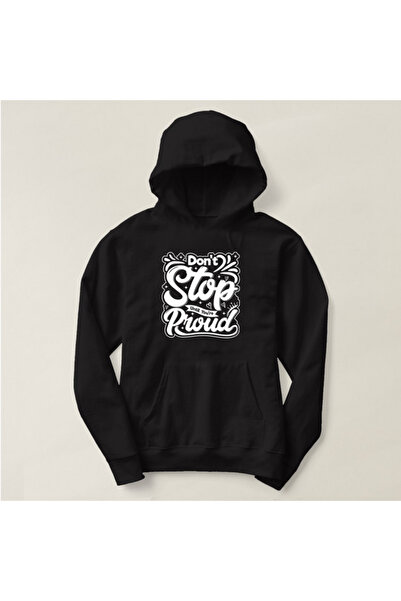 BOHEMGİYİM سويت شيرت بقلنسوة كبير الحجم مطبوع للجنسين