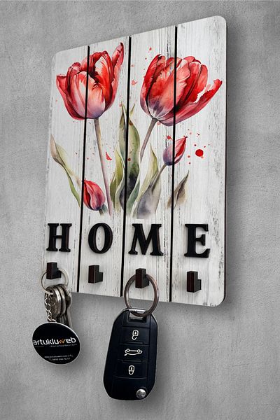 beedene White Decorative Wood - Key Hanger and Tulip Table Key Holder