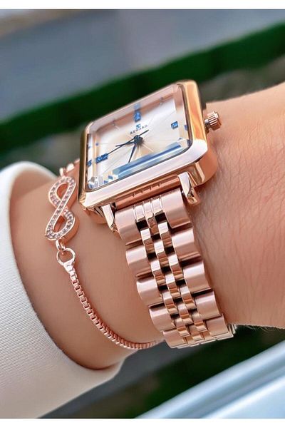 Reward Brand Rose Gold Color Waterproof Steel Cord Women's Wristwatch - Bracelet