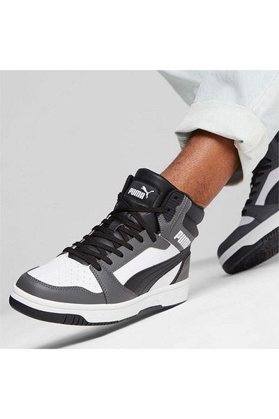 Puma Rebound Hi v6 White Black Gray Unisex High-top Sneakers