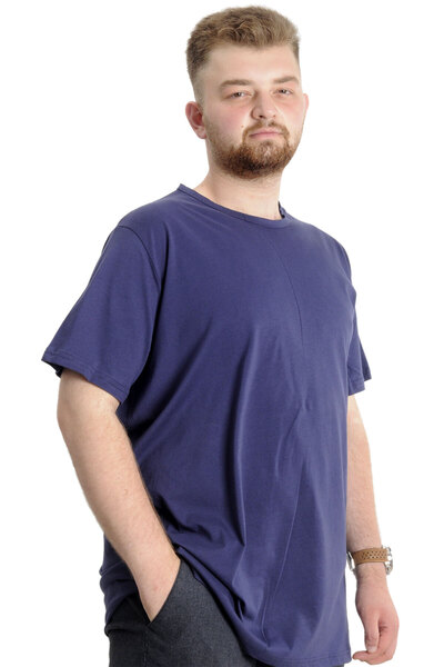 ModeXL Ανδρικό μπλουζάκι με λαιμόκοψη Basic 23035 Light Navy Blue