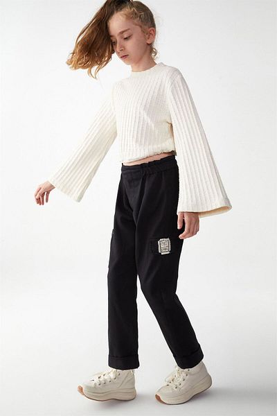 nk kids Girl's Straw Trousers Black 55315