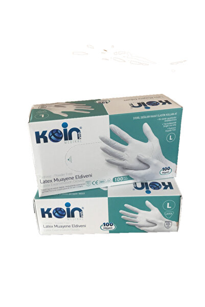FSMMEDİKAL Koin Pudrasız Lateks Muayene Eldiveni L 100 Adet