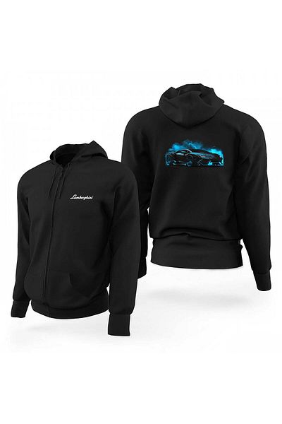 Z zepplin Суитшърт с качулка Lamborghini Black Neon Black Zipper Limited Edition