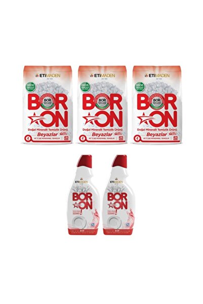 Boron Toz Temizlik Ürünü Beyazlar 3 Adet + Boron Jel Bulaşık Makinesi 2 Adet