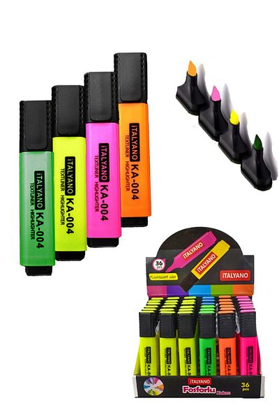 İtalyano 4 Pieces Highlighter Green Yellow Pink Orange