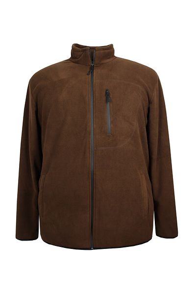 marufshop Φούτερ Fleece με φερμουάρ μεγάλου μεγέθους καφέ