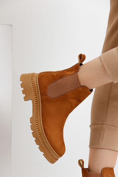 en7 Tan Suede Γυναικείες Ελαστικές Μπότες K66