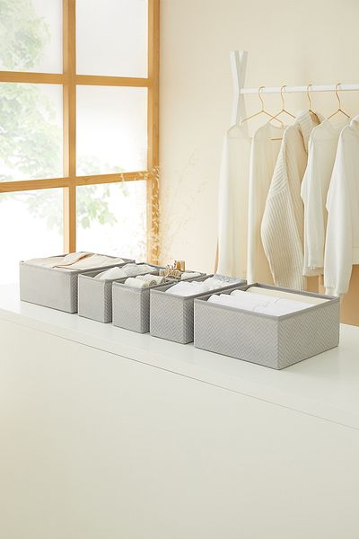 Ocean Home Textile 6-Piece Gray Drawer Cabinet Laundry Organizer Children's Room Folding Storage Box Organizer Set