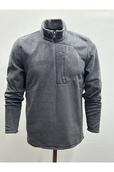 NJM SPORT WEAR ياقة واقفة للرجال مدخنة مضادة للبيلينغ وغير بيلينغ، نصف سحاب من الصوف المقاوم للبرودة