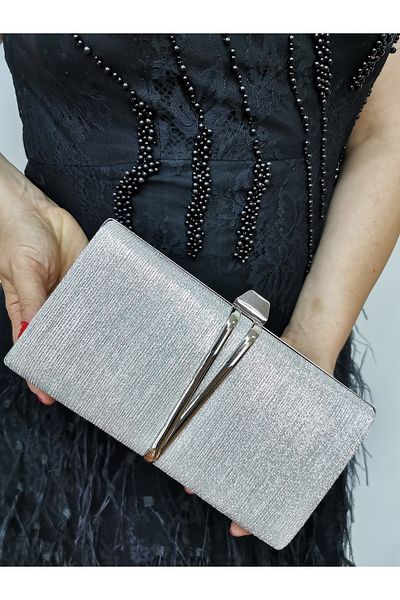 NAZART Γυναικεία λέιζερ Ασημένιο βραδινό φόρεμα Clutch Portfolio Τσάντα γαμήλιας βραδινής τσάντα αρραβώνων