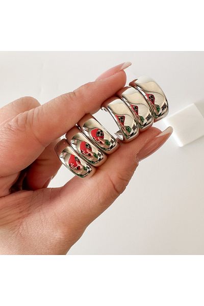 CHARMLUCKY Steel 3 boom ring earrings