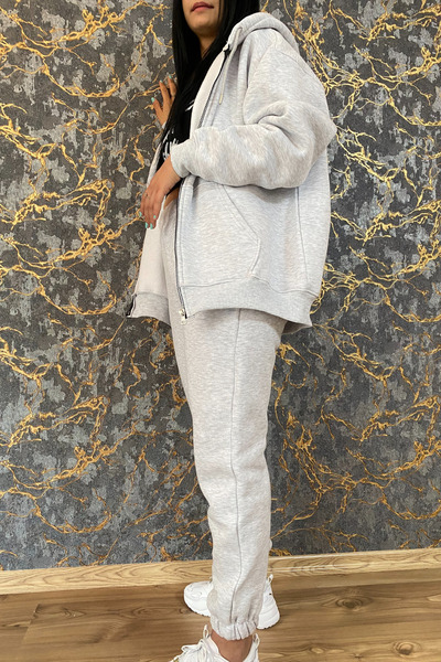 fevil Set trening-cardigan cu glugă, cu 3 fire, cu fermoar