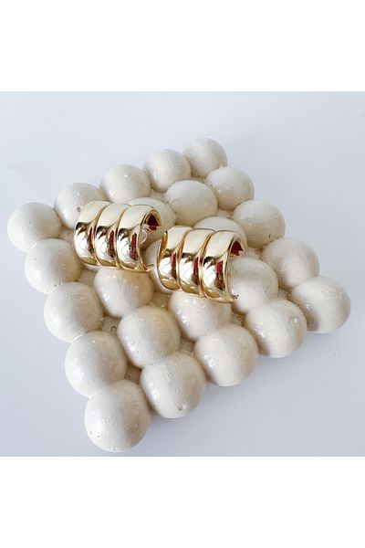 CHARMLUCKY Steel 3 boom ring earrings