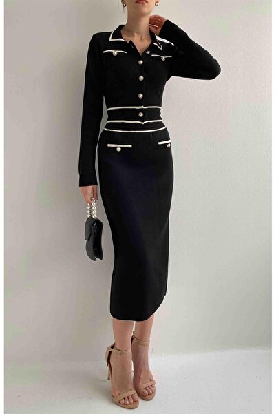 fujya Polo Neck Skirt Suit