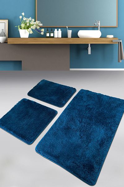 Chilai Home Pacific Dark Blue Σετ 3 χαλιών μπάνιου που πλένεται ακρυλικό