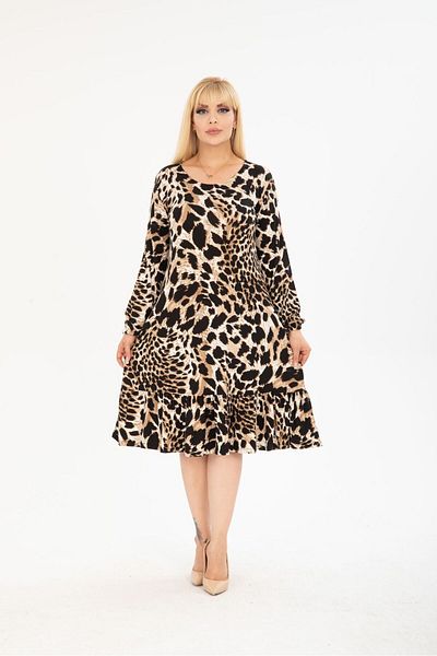 mezura tekstil WOMEN'S PLUS SIZE BELOW KNEE SQUARE COLLAR LONG SLEEVE VISCOSE COMBED STYLISH DESIGN COMFORTABLE DRESS